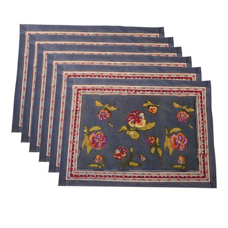 Pansy Placemat in Red &amp; Grey (Set of 6)